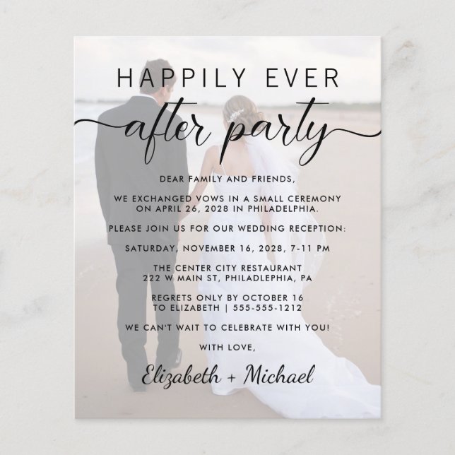 Happily Ever After Wedding Reception Photo Invite