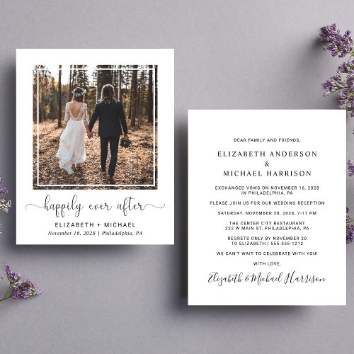 Happily Ever After Wedding Reception Photo Invite