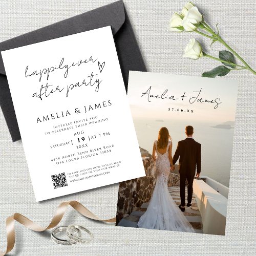 Happily Ever After Wedding Reception QR Code Photo Invitation