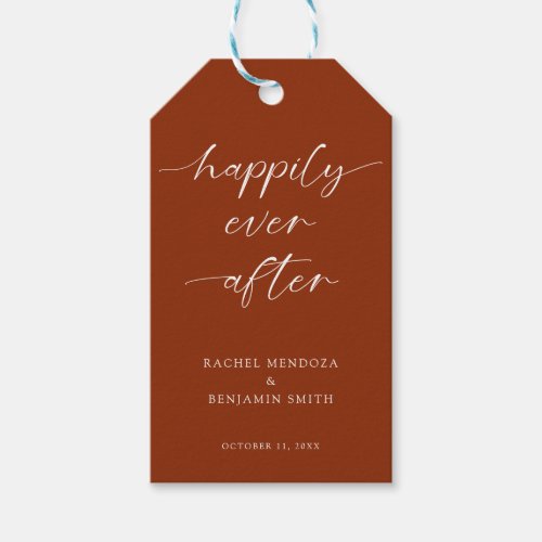 Happily Ever After Wedding Script Boho Terracotta Gift Tags