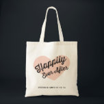Happily Ever After Wedding Tote Bag<br><div class="desc">"Happily Ever After"  tote bag with retro script inside of a light pink-peach heart. Customize-able names and wedding date. Perfect for wedding favors or wedding weekend welcome basket.</div>