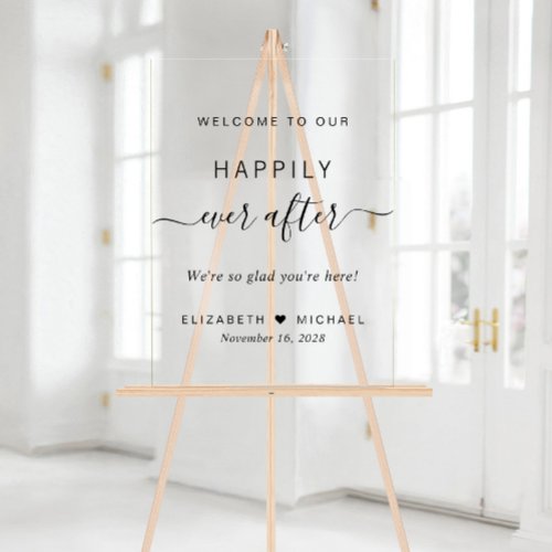 Happily Ever After Wedding Welcome Acrylic Sign