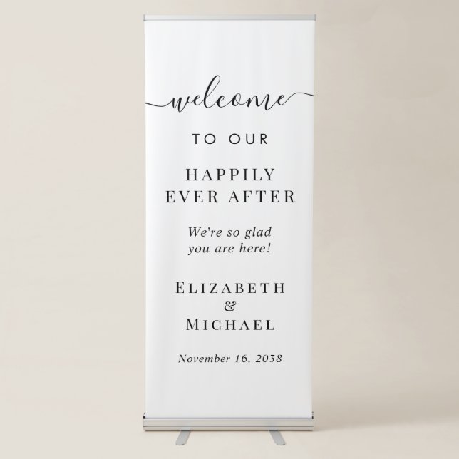 Happily Ever After Wedding Welcome Retractable Banner (Front)