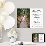 Happily Ever After Wedding Welcome Script 1 Photo Poster<br><div class="desc">Welcome wedding guests to your ceremony or reception with an elegant custom photo 18"x24" poster. Picture and all text are simple to personalize. (IMAGE PLACEMENT TIP: An easy way to center a photo exactly how you want is to crop it before uploading to the Zazzle website.) The modern minimalist black...</div>
