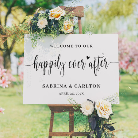 Happily Ever After Wedding Welcome Sign Canvas