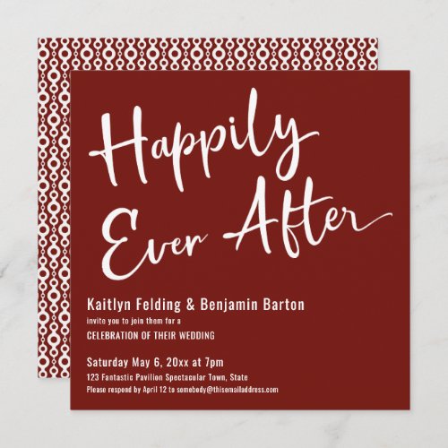 Happily Ever After White on Wine Wedding Event Invitation