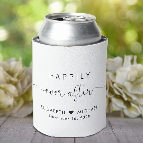 Happily Ever After White Wedding Can Cooler