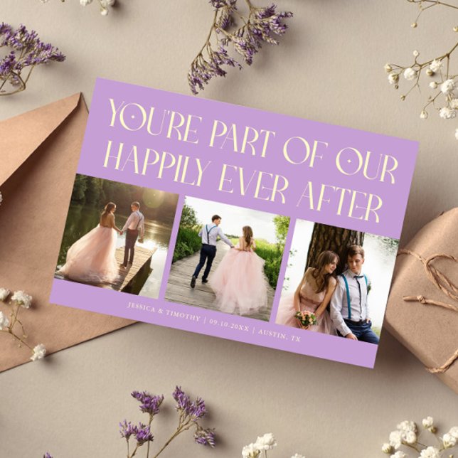 Happily Ever After Wisteria Wedding Photo Thank You Card (Creator Uploaded)