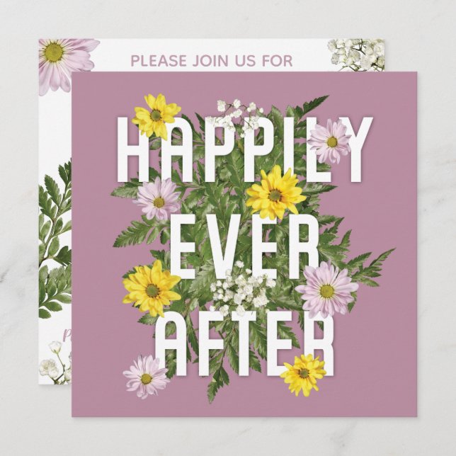 Happily Every After Dusty Rose Bridal Shower Invitation (Front/Back)