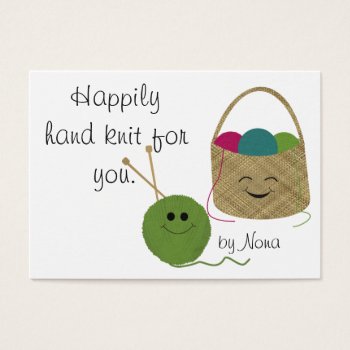 Happily Hand Knit Hang Tag by NightOwlsMenagerie at Zazzle