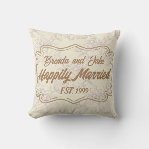 Happily married classic victorian pattern vintage throw pillow