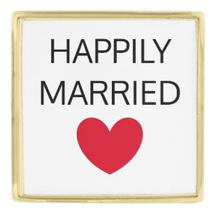 Happily Married Gold Finish Lapel Pin