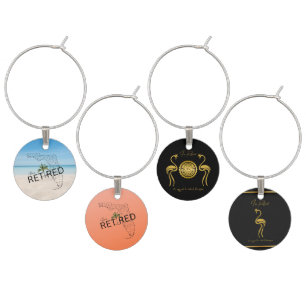 Happily Retired Florida State Map & Flamingo Wine Charm
