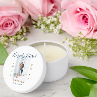 happily retired photo 19XX-20XX YEARS OF SERVICE P Mini Candle Favors