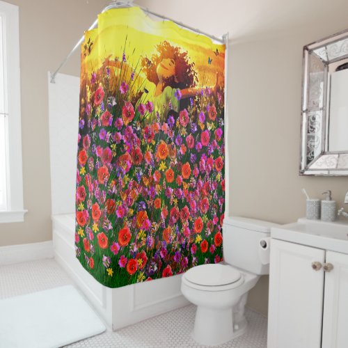 Happines Flower Garden  Shower Curtain