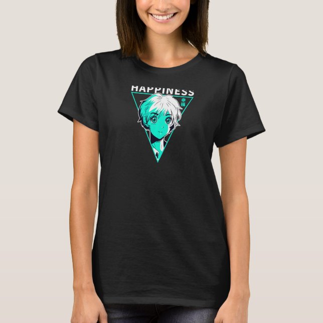 Happiness 幸福 Japanese letter Egirl Vapor wave Prem T-Shirt (Front)