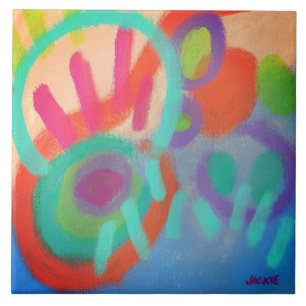 Happiness Abstract Acrylic Painting Ceramic Tile