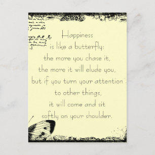 Happiness and Butterflies Quote Postcard