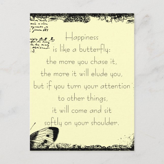 Happiness and Butterflies Quote Postcard (Front)