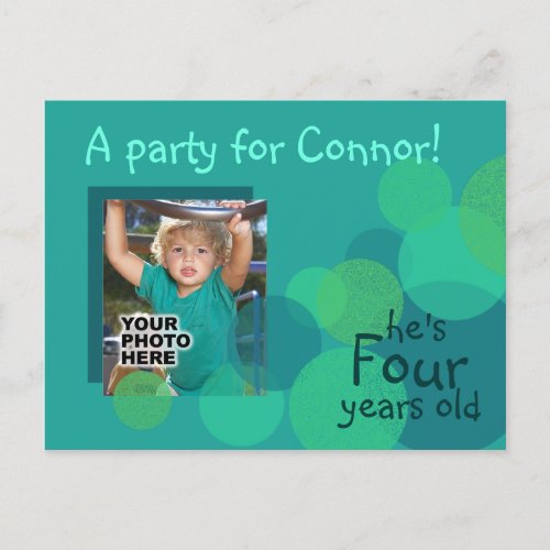 Happiness Birthday Party Invitation aqua