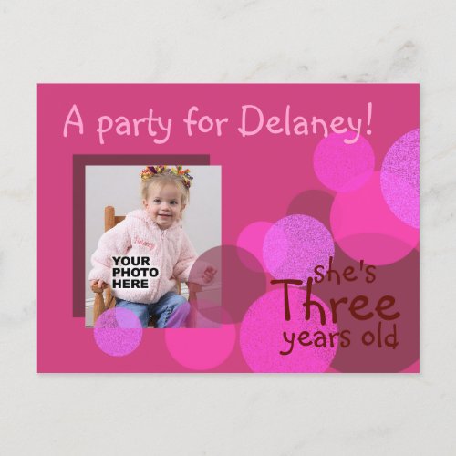 Happiness Birthday Party Invitation cerise