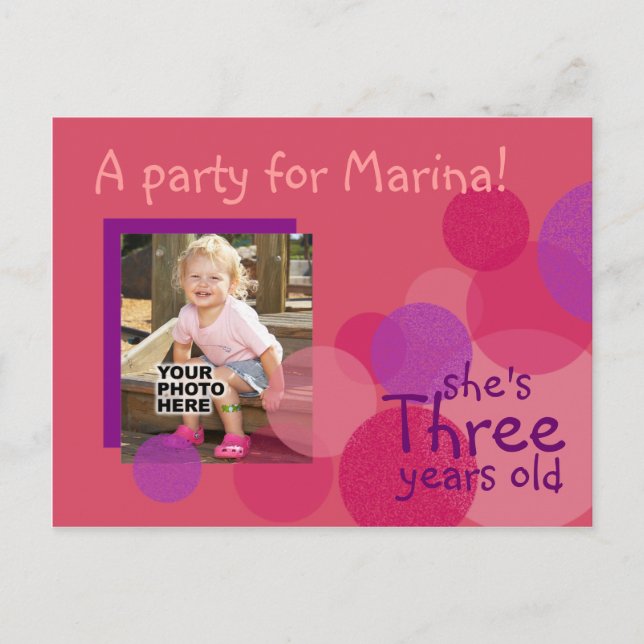 Happiness Birthday Party Invitation (rose) Postcard (Front)