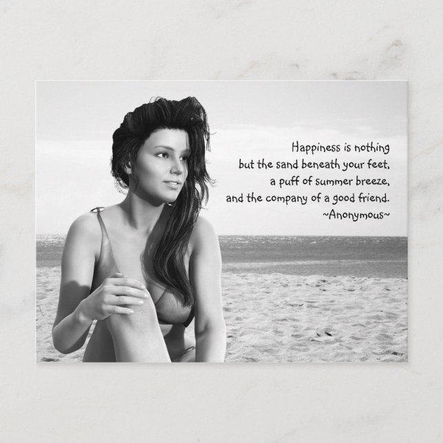 Happiness Black and White Post Card (Front)