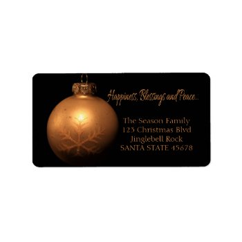 Happiness  Blessings  Peace Golden Ornament Label by PortoSabbiaNatale at Zazzle