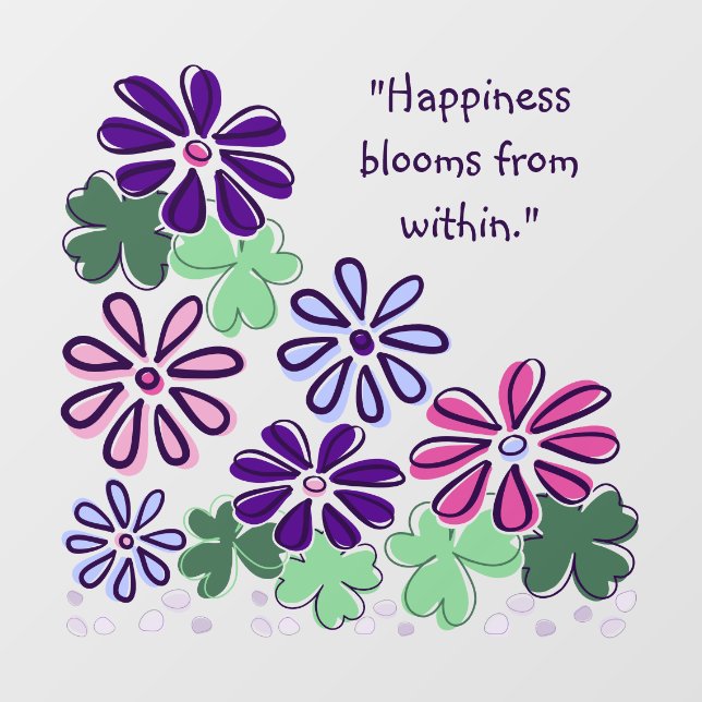 Happiness Blooms From Within - Bath Wall Decal (Front)