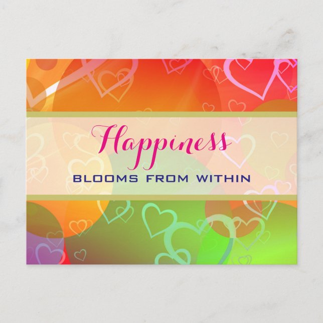 Happiness Blooms From Within -  Colorful Circles Postcard (Front)