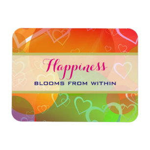 Happiness Blooms From Within - Colorful Hearts Magnet