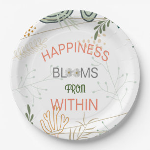Happiness Blooms From Within Paper Plates