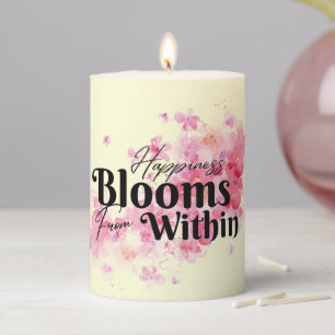 Happiness Blooms From Within Pillar Candle