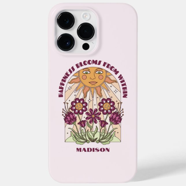 Happiness Blooms From Within Retro Personalized Case-Mate iPhone Case (Back)