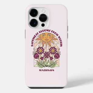 Happiness Blooms From Within Retro Personalized iPhone 14 Pro Max Case