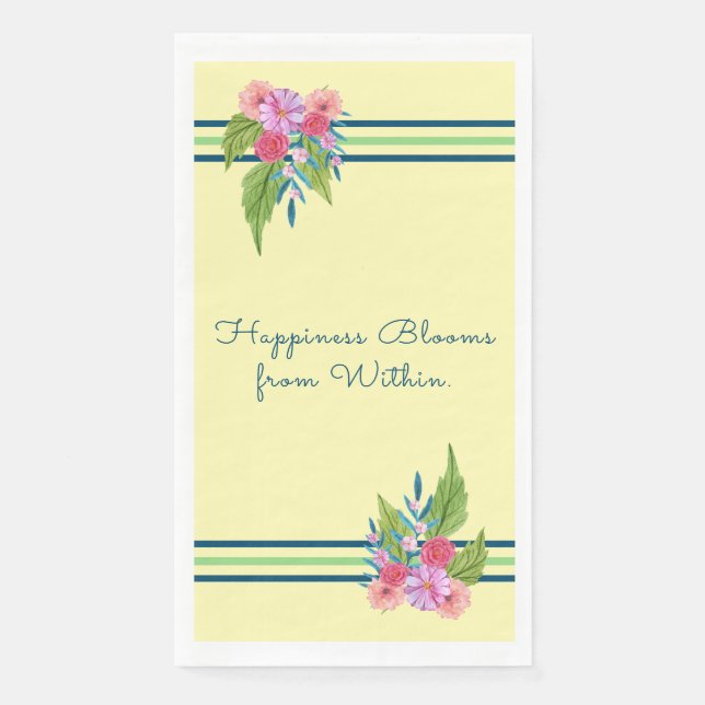 Happiness Blooms From Within - Springtime Floral Paper Guest Towels (Front)