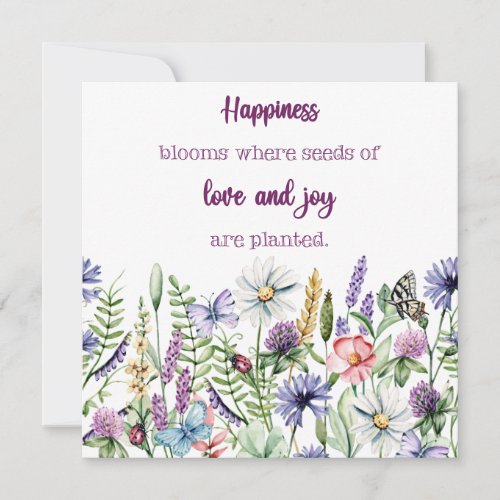 Happiness Blooms Watercolour Flowers Notecard