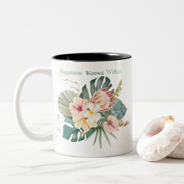 Happiness Blooms Within  Coffee Mug (With Donut)
