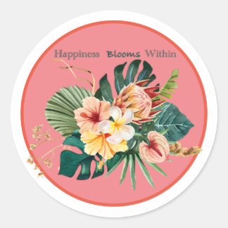 Happiness Blooms Within Stickers Classic