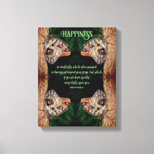 Happiness Brown Butterfly Abstract Inspirational Canvas Print