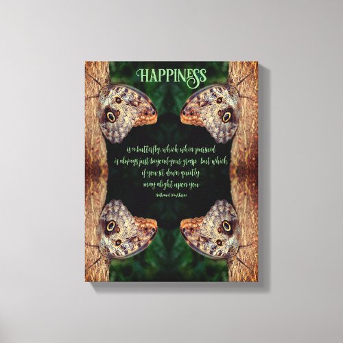 Happiness Brown Butterfly Abstract Inspirational  Canvas Print