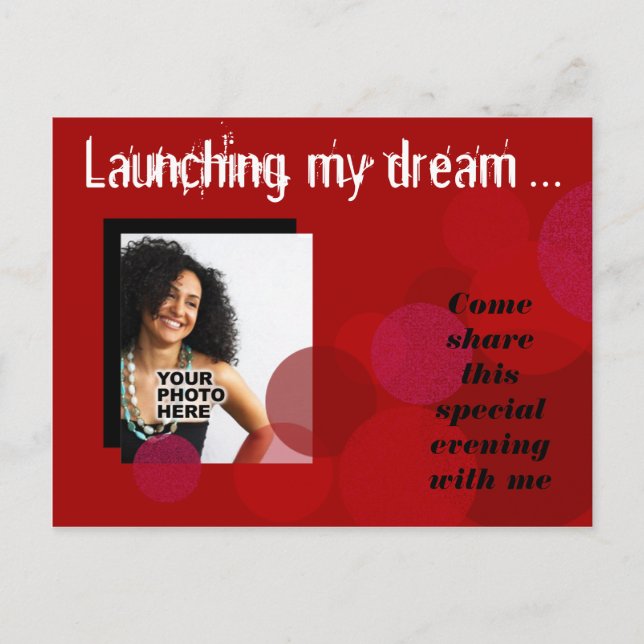 Happiness Business Announcement Invitation (red) (Front)