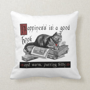 cat reading pillow