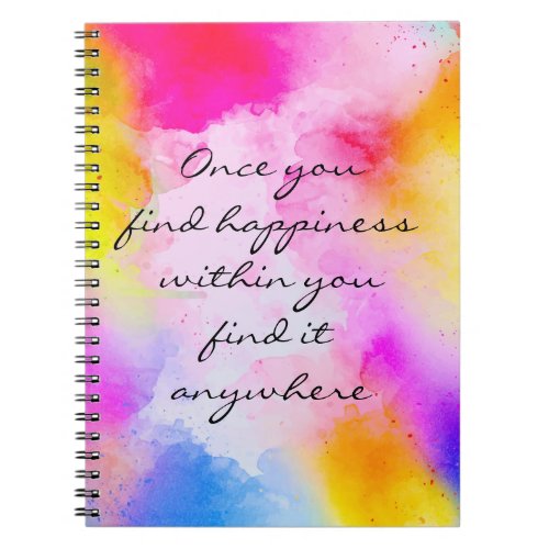 Happiness Colorful Watercolor Notebook