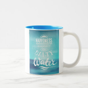 Happiness Comes In Salty Water Two-Tone Coffee Mug