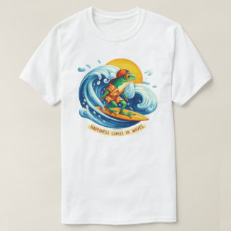 Happiness Comes In Waves Graphic Quote T-Shirt