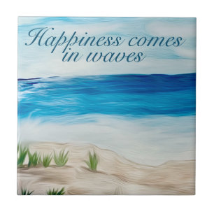 Happiness comes in waves Hard plastic coaster