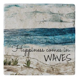 Happiness comes in waves - Ocean Art Trivet