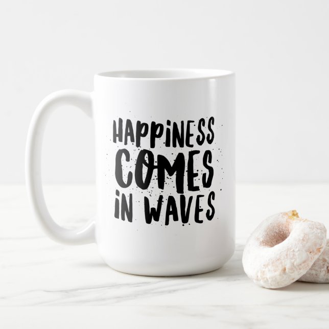 Happiness Comes in Waves Pura Vida Shaka Coffee Mug (With Donut)
