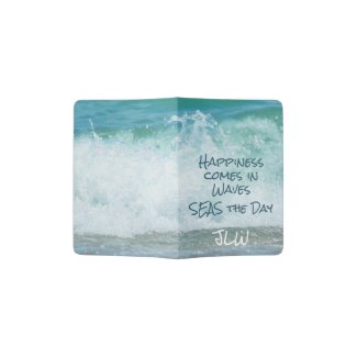 Happiness Comes in Waves Seas the Day and Initials Passport Holder